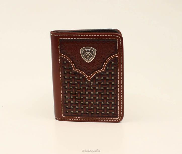 cartera plegable con entramado en relieve Ariat hombres marrón accesorios 044J1817