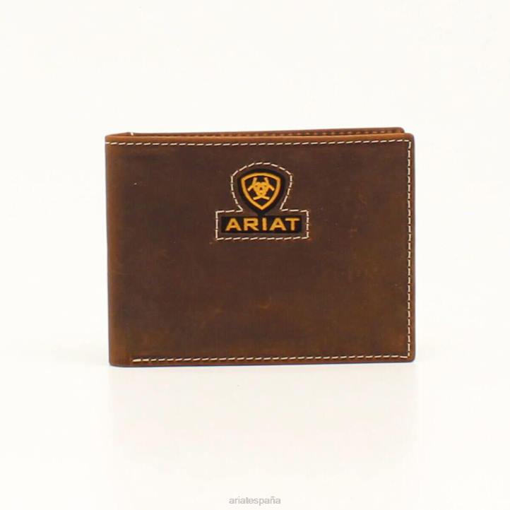 cartera plegable con logo amarillo Ariat hombres marrón accesorios 044J1815