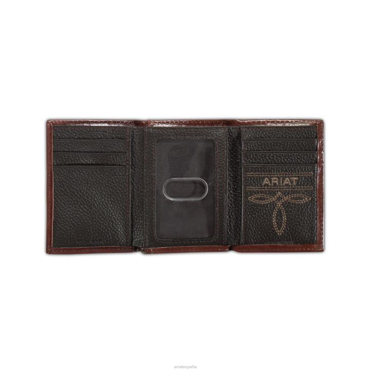 cartera triple con entramado en relieve Ariat hombres marrón accesorios 044J1806