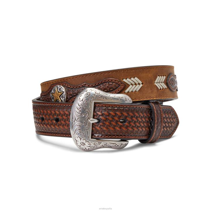 cinturón con medallón de estrella dorada Ariat hombres broncearse accesorios 044J1864