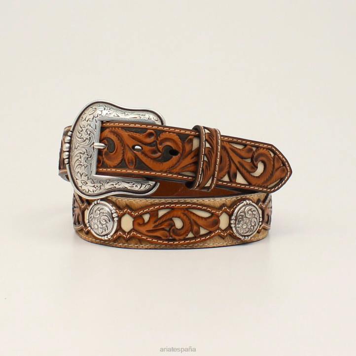 cinturón con medallón de filigrana Ariat hombres marrón accesorios 044J1840
