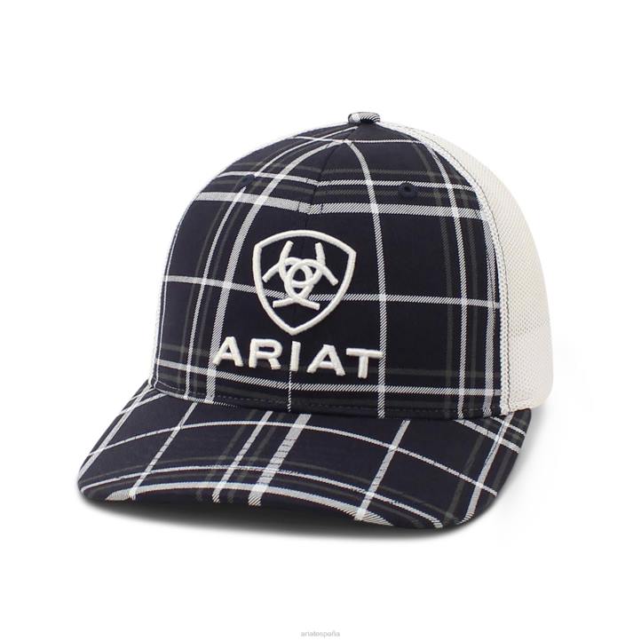 gorra con logo apilado Ariat hombres cuadros negros accesorios 044J1950