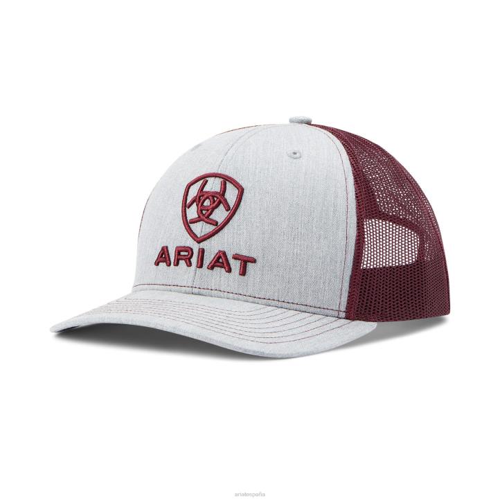 gorra con logo apilado Ariat hombres gris/burdeos accesorios 044J1911