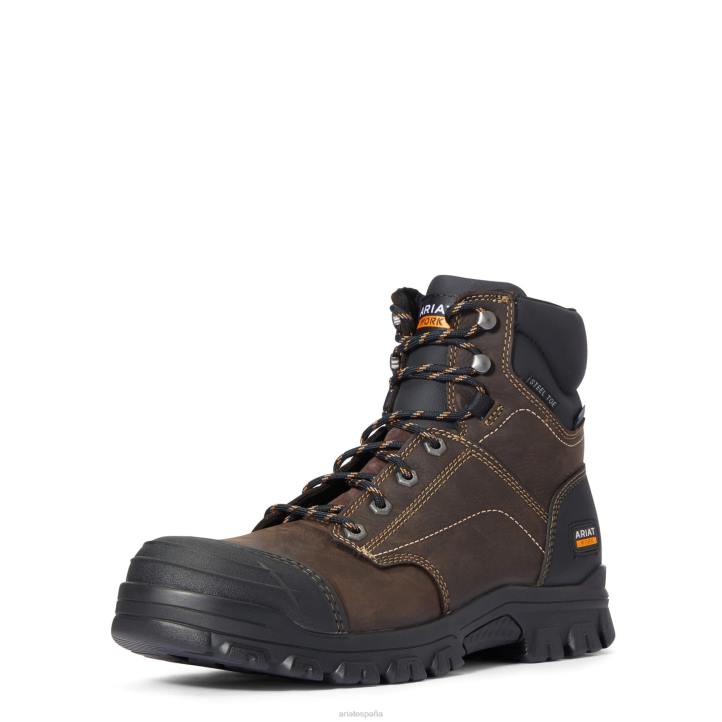 Bota de trabajo con punta de acero resistente al agua de 6" Ariat hombres marron oscuro calzado 044J231