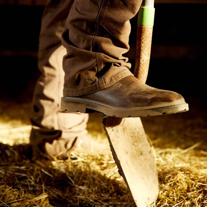 Bota de trabajo con punta de acero y punta cuadrada ancha Groundwork Ariat hombres marrón calzado 044J295