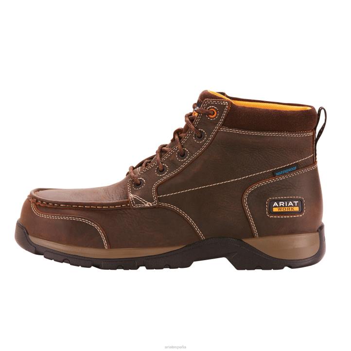 Bota de trabajo impermeable Edge LTE Chukka con punta compuesta Ariat hombres marron oscuro calzado 044J258
