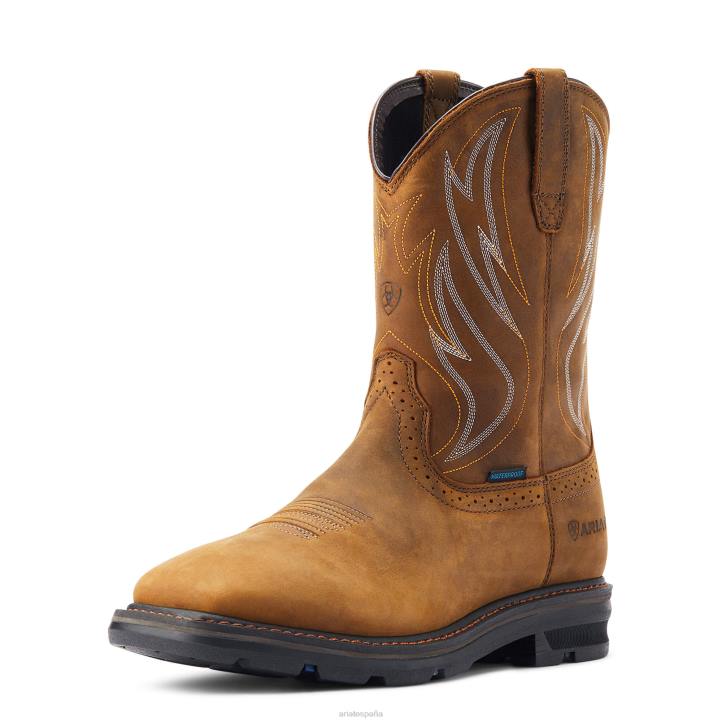 Bota de trabajo impermeable Sierra Shock Shield Ariat hombres marrón angustiado calzado 044J276