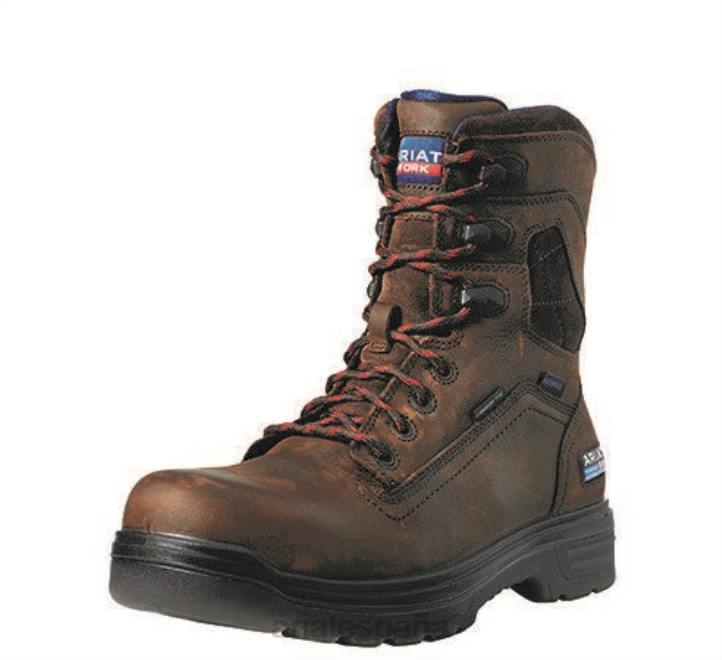 Bota de trabajo turbo de 8" con punta de carbono impermeable ensamblada en EE. UU. Ariat hombres marrón rico calzado 044J349