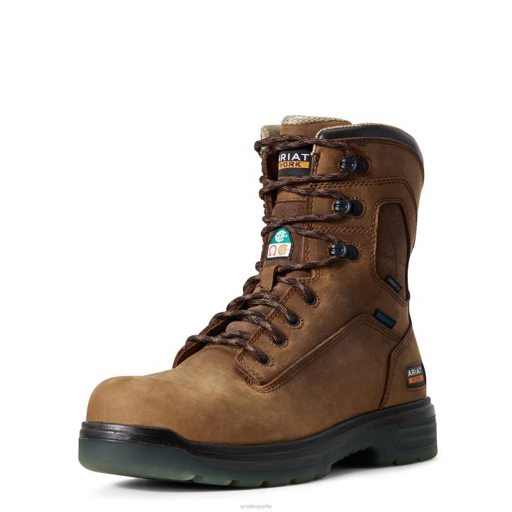 Bota de trabajo turbo de 8" csa impermeable con punta de carbono Ariat hombres corteza envejecida calzado 044J370