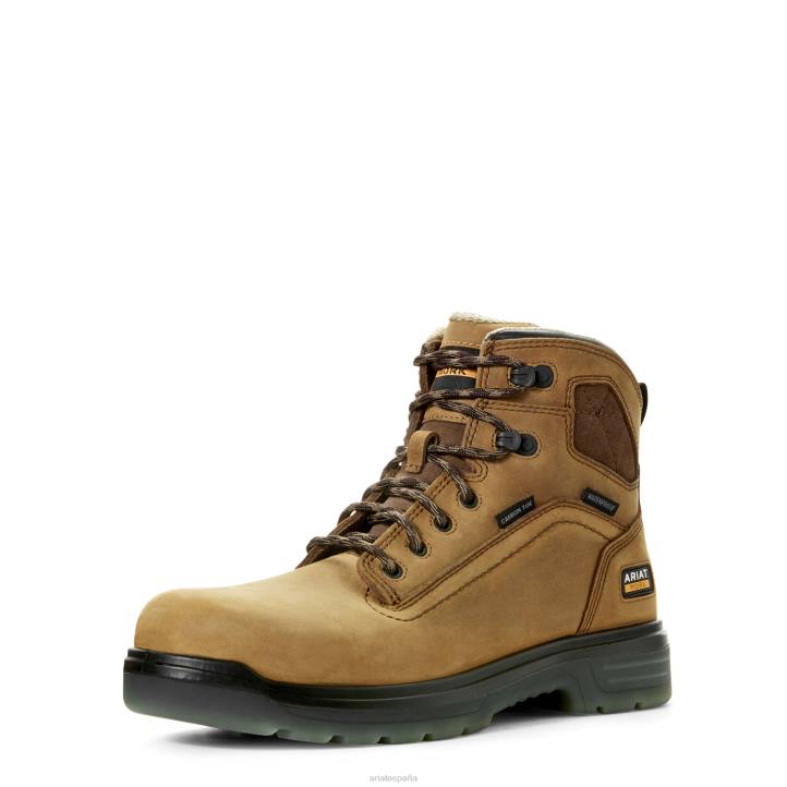 Bota de trabajo turbo impermeable de 6" con punta de carbono Ariat hombres corteza envejecida calzado 044J303