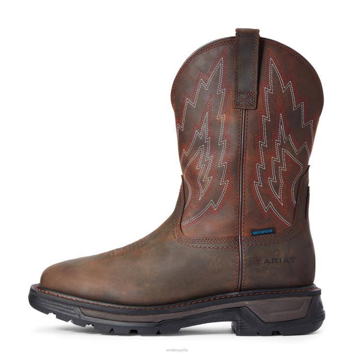 bota de trabajo impermeable para plataforma grande Ariat hombres marron oscuro calzado 044J359