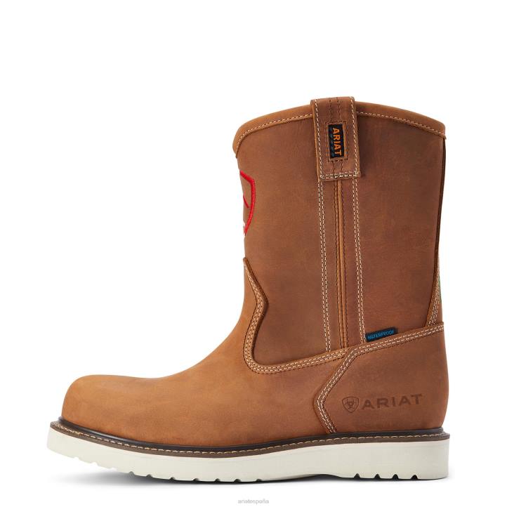 bota de trabajo impermeable rebar cuña orgullo mexicano Ariat hombres miel envejecida calzado 044J289