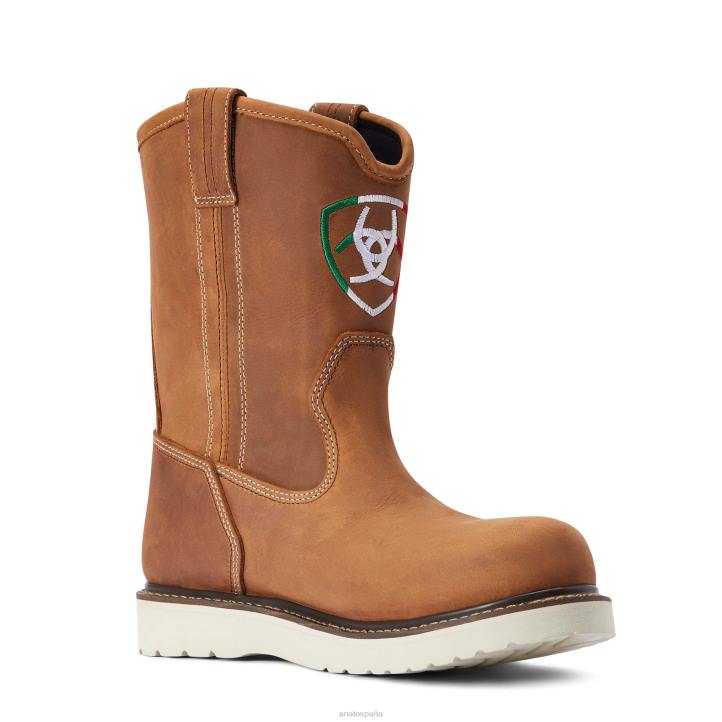 bota de trabajo impermeable rebar cuña orgullo mexicano Ariat hombres miel envejecida calzado 044J289