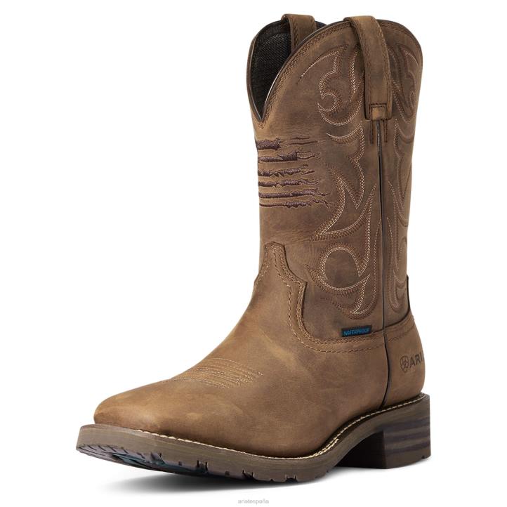 Bota vaquera híbrida Patriot impermeable Ariat hombres marrón angustiado calzado 044J38