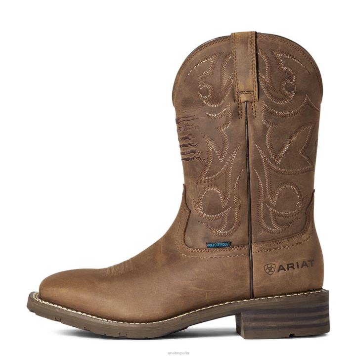 Bota vaquera híbrida Patriot impermeable Ariat hombres marrón angustiado calzado 044J38