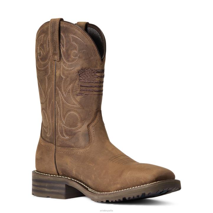 Bota vaquera híbrida Patriot impermeable Ariat hombres marrón angustiado calzado 044J38