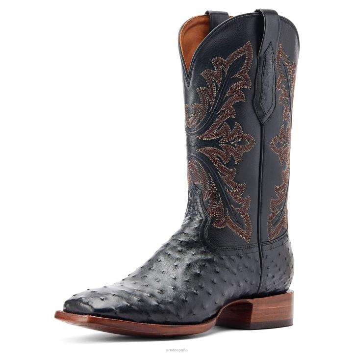 bassett Ariat hombres avestruz negro de pluma completa calzado 044J49