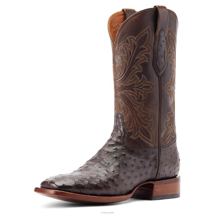 bassett Ariat hombres espresso pluma completa avestruz calzado 044J149