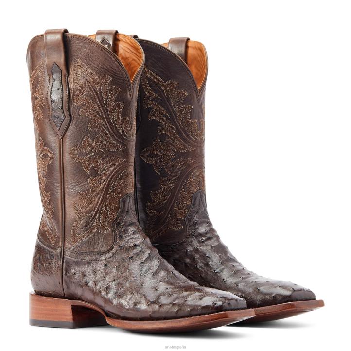 bassett Ariat hombres espresso pluma completa avestruz calzado 044J149