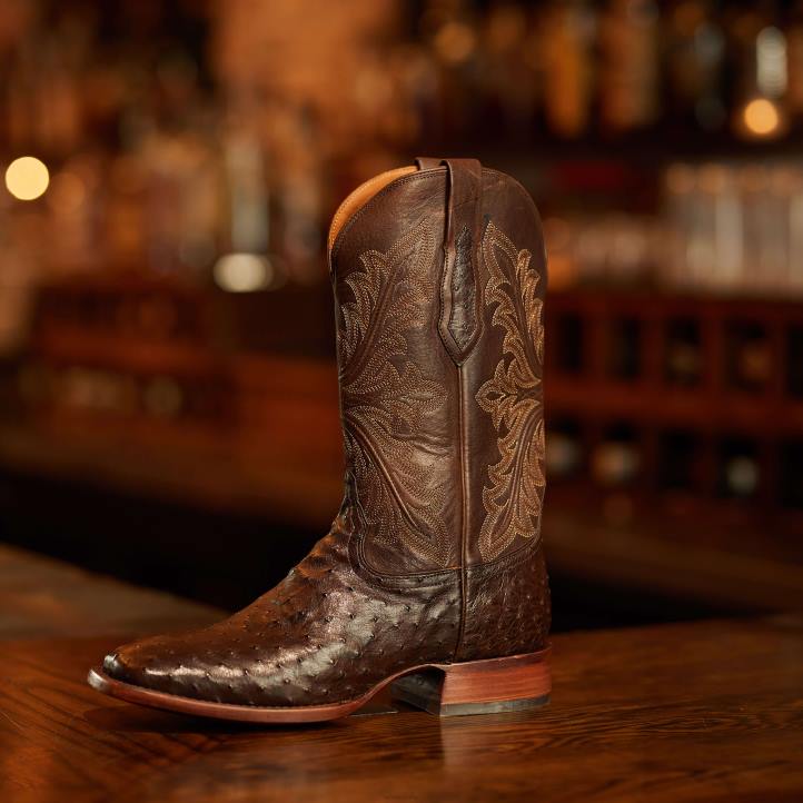 bassett Ariat hombres espresso pluma completa avestruz calzado 044J149