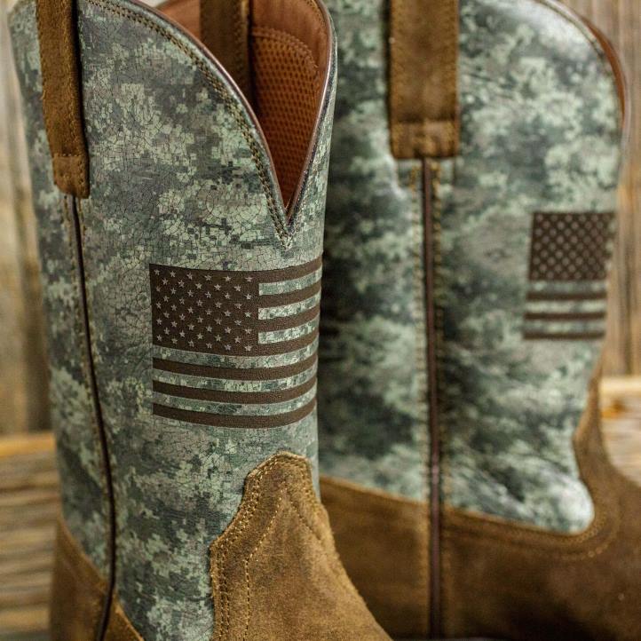 bota occidental orgullosa del vuelo deportivo Ariat hombres pardo rodadora calzado 044J197