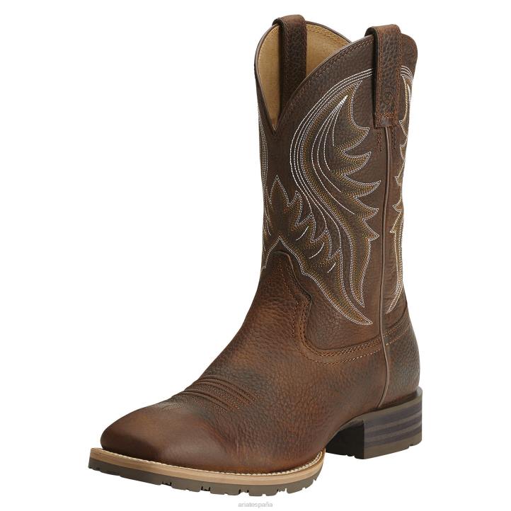 bota vaquera ranchera híbrida Ariat hombres alborotador aceitado marrón calzado 044J34