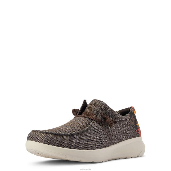 hilos 1 Ariat hombres estampado suroeste marrón jaspeado/rojo calzado 044J420