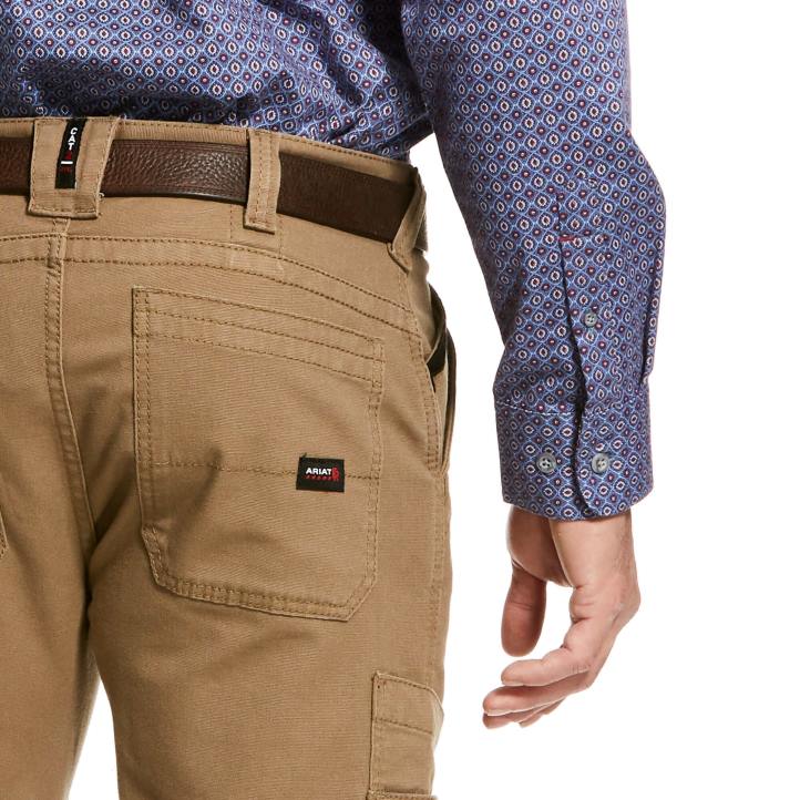 Pantalón recto apilable de lona duralight elástico recto fr m5 Ariat hombres campo caqui fondos 044J539