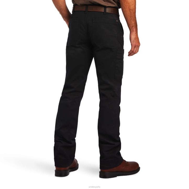 Pantalón tipo peto de sarga lavada Rebar M5 Straight Durastretch con pernera recta Ariat hombres negro fondos 044J1751