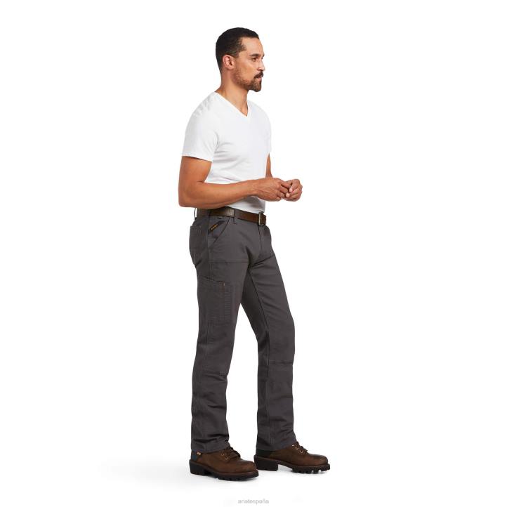 Rebar m7 slim durastretch hizo resistente pantalón recto con doble frente Ariat hombres barra de refuerzo gris fondos 044J1733