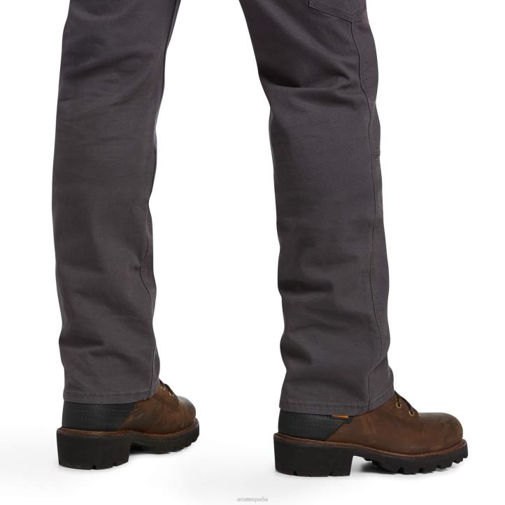 Rebar m7 slim durastretch hizo resistente pantalón recto con doble frente Ariat hombres barra de refuerzo gris fondos 044J1733