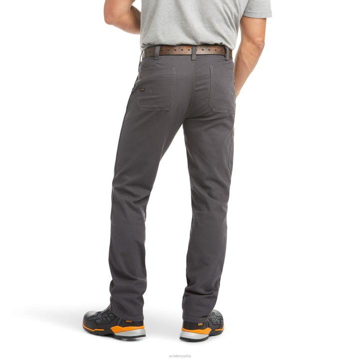 pantalón de pernera recta apilable con doble frente resistente reforzado de talle bajo m4 durastretch Ariat hombres barra de refuerzo gris fondos 044J545