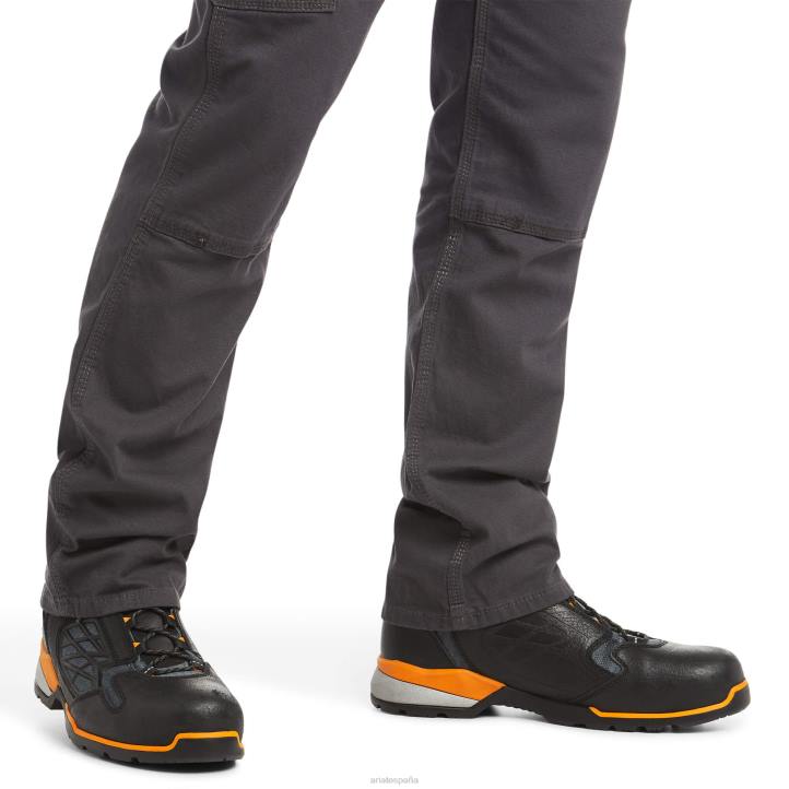 pantalón de pernera recta apilable con doble frente resistente reforzado de talle bajo m4 durastretch Ariat hombres barra de refuerzo gris fondos 044J545
