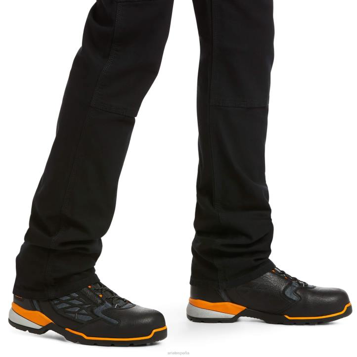 pantalón de pernera recta apilable con doble frente resistente reforzado de talle bajo m4 durastretch Ariat hombres negro fondos 044J1740