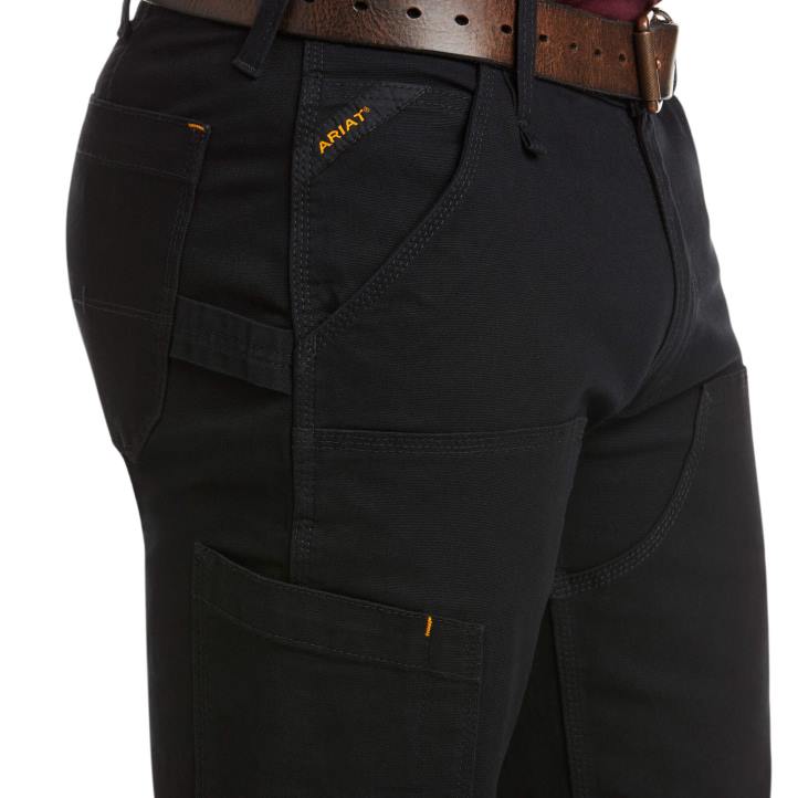pantalón de pernera recta apilable con doble frente resistente reforzado de talle bajo m4 durastretch Ariat hombres negro fondos 044J1740