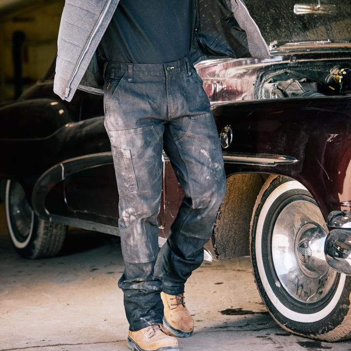 pantalón de pernera recta apilable con doble frente resistente reforzado de talle bajo m4 durastretch Ariat hombres negro fondos 044J1740