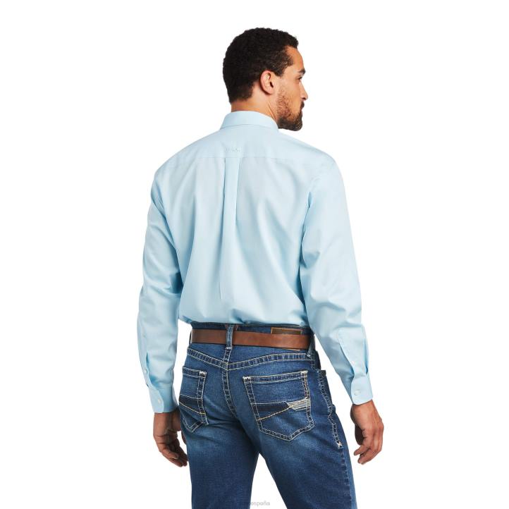 Camisa de corte clásico Oxford lisa sin arrugas Ariat hombres azul cristal tapas 044J1024