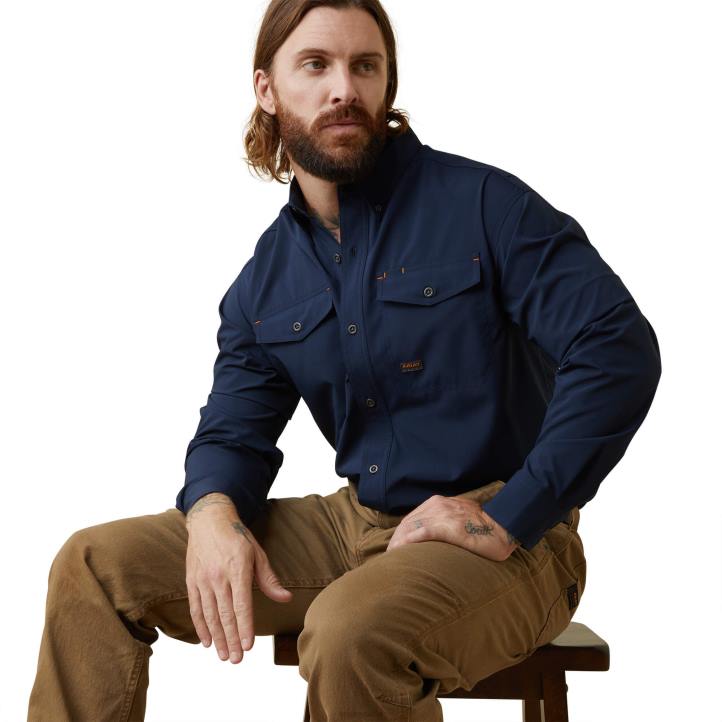 barra de refuerzo hecha resistente camisa de trabajo venttek durastretch Ariat hombres Armada tapas 044J1043