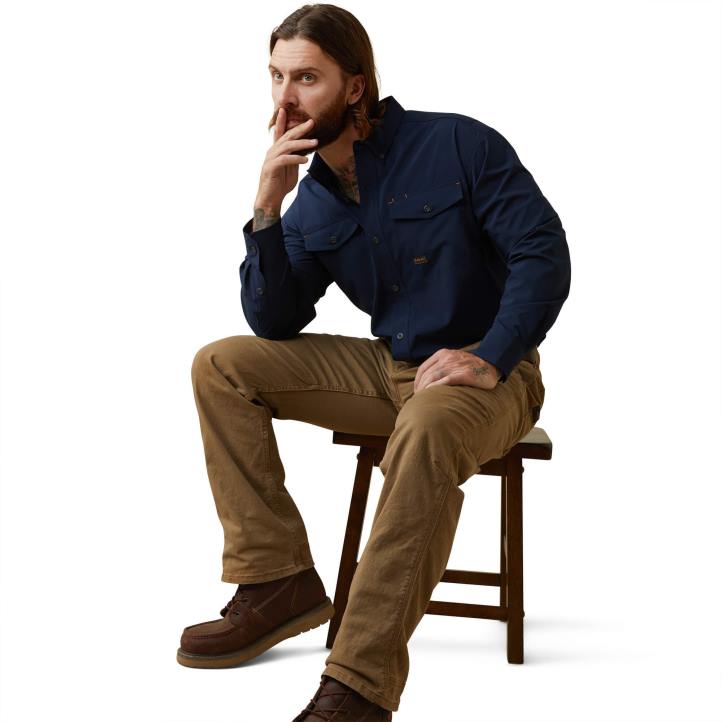 barra de refuerzo hecha resistente camisa de trabajo venttek durastretch Ariat hombres Armada tapas 044J1043