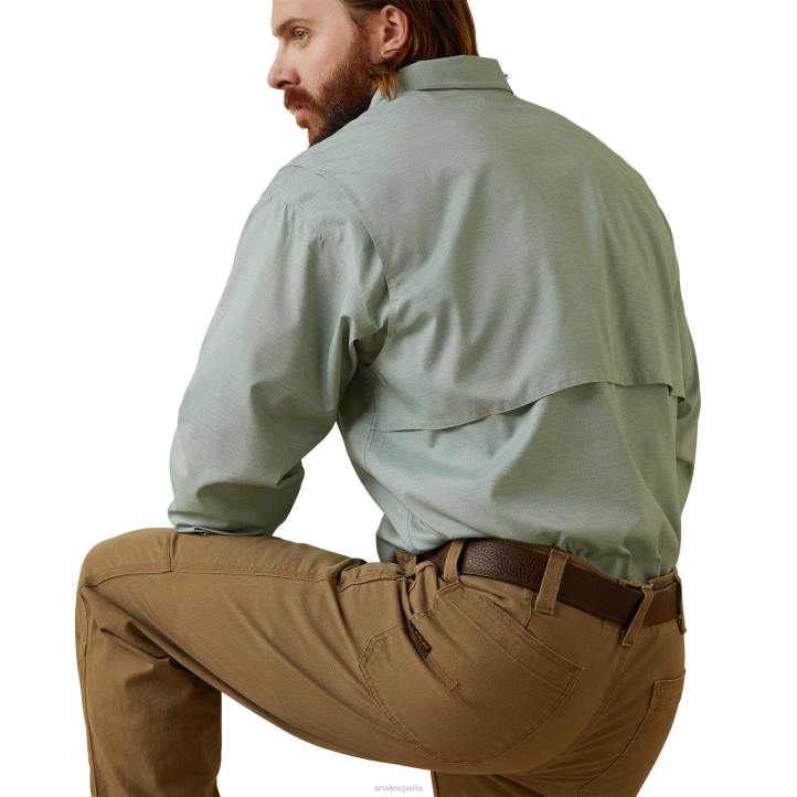 barra de refuerzo hecha resistente camisa de trabajo venttek durastretch Ariat hombres brezo de bahía verde tapas 044J1188