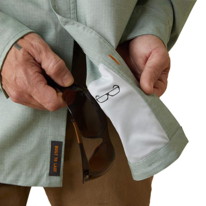barra de refuerzo hecha resistente camisa de trabajo venttek durastretch Ariat hombres brezo de bahía verde tapas 044J1188