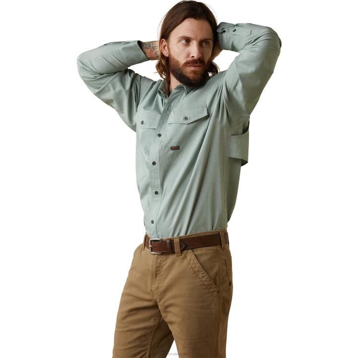 barra de refuerzo hecha resistente camisa de trabajo venttek durastretch Ariat hombres brezo de bahía verde tapas 044J1188