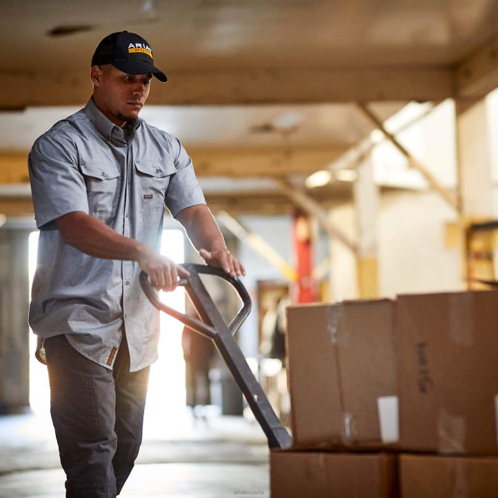 barra de refuerzo hecha resistente camisa de trabajo venttek durastretch Ariat hombres brezo de carbón tapas 044J947