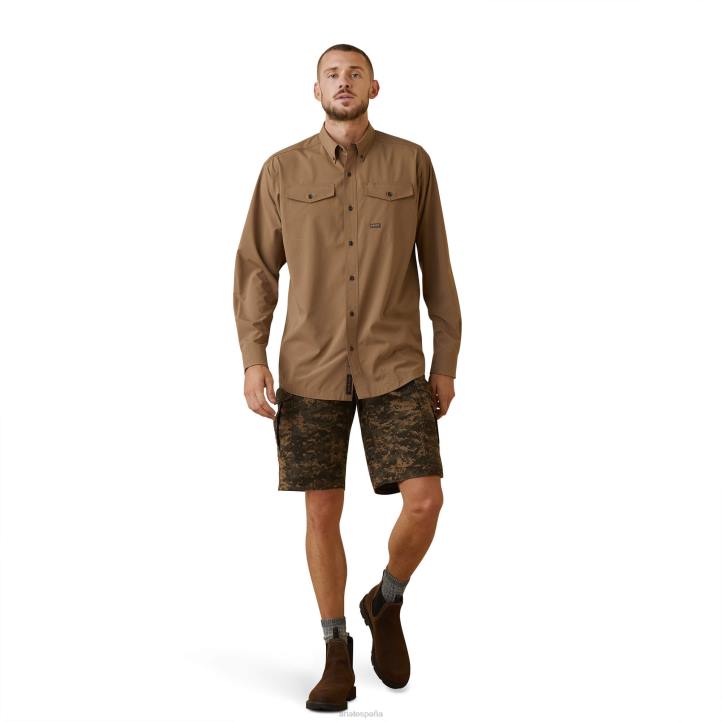 barra de refuerzo hecha resistente camisa de trabajo venttek durastretch Ariat hombres caqui tapas 044J1179