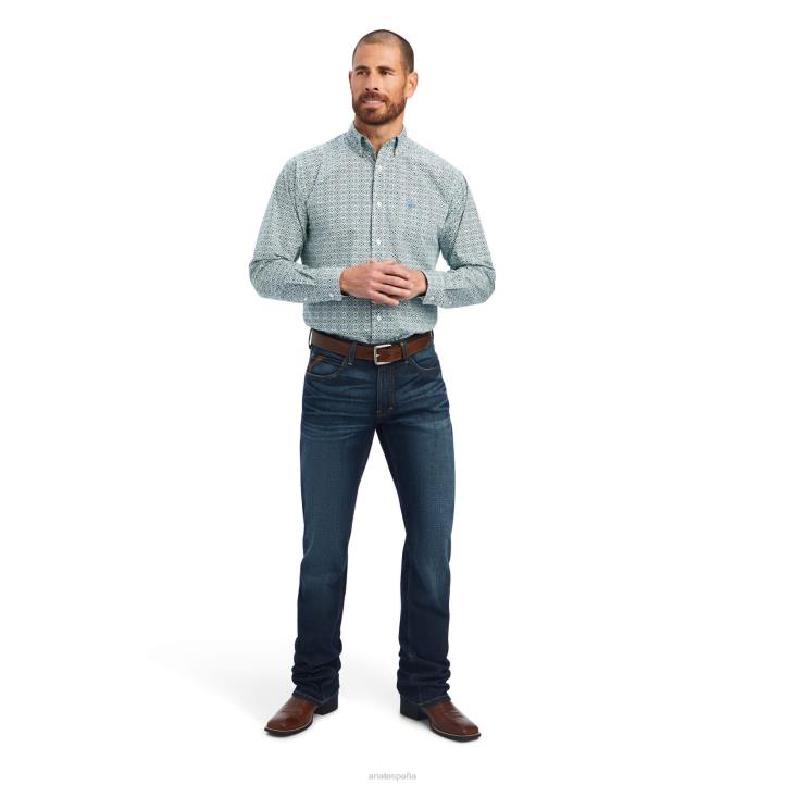 camisa ajustada berwick Ariat hombres blanco tapas 044J1118