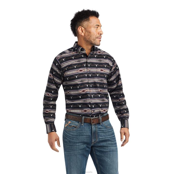 camisa ajustada de madera Ariat hombres Torre Eiffel tapas 044J995