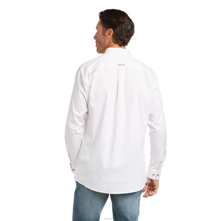 camisa ajustada de sarga sólida Ariat hombres blanco tapas 044J954
