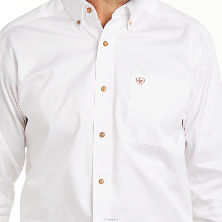 camisa ajustada de sarga sólida Ariat hombres blanco tapas 044J954