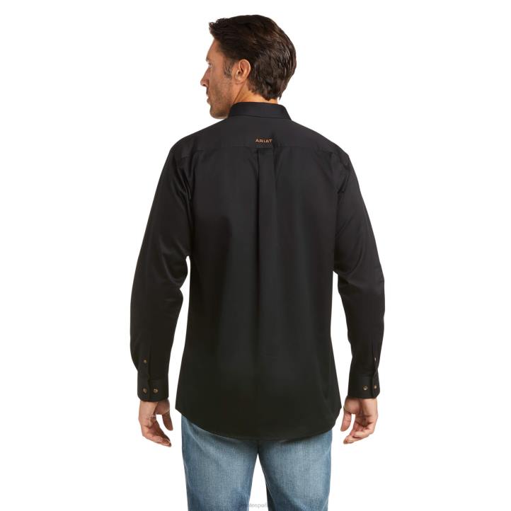 camisa ajustada de sarga sólida Ariat hombres negro tapas 044J966