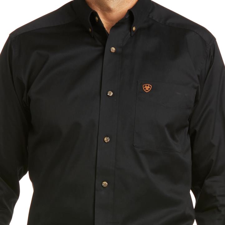 camisa ajustada de sarga sólida Ariat hombres negro tapas 044J966